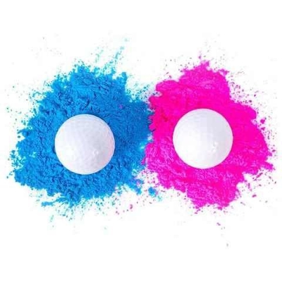 Rivelare il genere delle palline da golf. Una rosa, una blu e una maglietta di legno inclusa. Il miglior regalo per i futuri genitori.