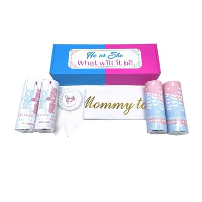 A-mazon Hot Selling Blu Rosa Ragazzo Ragazza Rivelare il Genere Forniture Biodegradabile Incombustibile Festa Popper Confetti Lanciatore