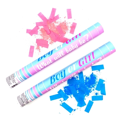 Nuovo baby shower lei o lui ragazzo ragazza blu rosa sesso rivelare biodegradabile fiamma prova di festa popper confetti cannone