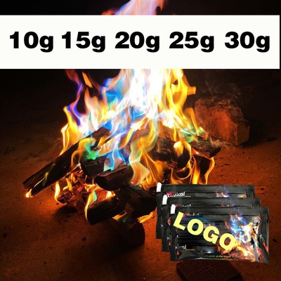 10g/25g Fuoco colorato Fiamme Polvere Fuoco di campeggio Fuoco di campeggio pirotecnica Fiamme Trick Per campeggio all'aperto Picnic