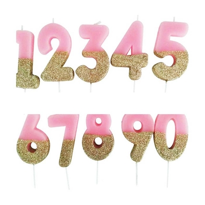 Candela digitale 0-9 Topper Cake Carino Rosa Arco Bianco Cappellino di compleanno Candela Cake Topper Candele
