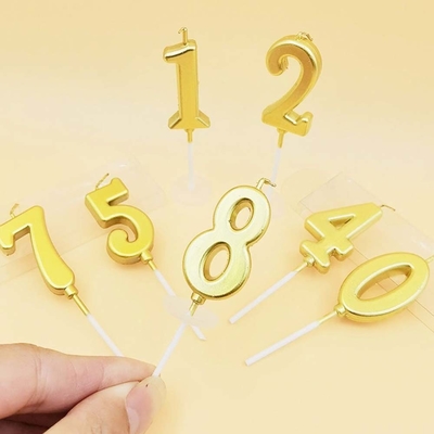 Champagne Gold Candele di compleanno Numero 0-9 Topper torta Auguri Decorazione di compleanno per le donne Uomini Ragazze Ragazze Ragazzi Festa