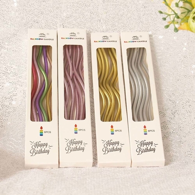 Candele a filo d'oro a curva Candele da torta d'anniversario in argento Decorazioni per feste di compleanno