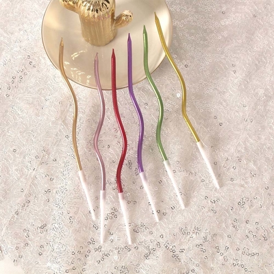 Candele a filo d'oro a curva Candele da torta d'anniversario in argento Decorazioni per feste di compleanno