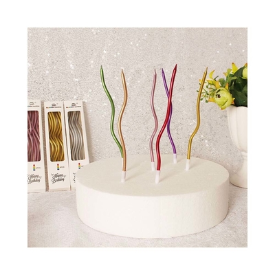 Candele a filo d'oro a curva Candele da torta d'anniversario in argento Decorazioni per feste di compleanno
