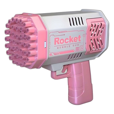 Pistola a bolla razzo 69 buchi macchina a bolle di sapone regalo di Natale pistola a forma soffiatore automatico con giocattoli leggeri per bambini
