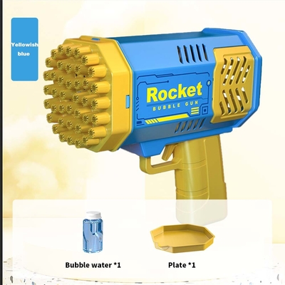 Pistola a bolla razzo 69 buchi macchina a bolle di sapone regalo di Natale pistola a forma soffiatore automatico con giocattoli leggeri per bambini