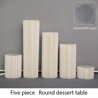 Tavolo da dessert pieghevole acrilico cilindrico in forma personalizzata per il ripiegamento di carta Occasione Decorazione di festa di matrimonio di compleanno