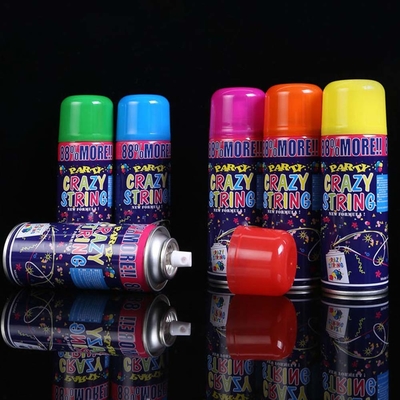 Distanza di tiro 5-8m Economico colorato Streamer e Silly Crazy String Spray per le decorazioni del festival