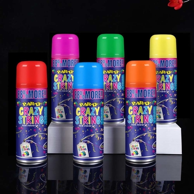 Distanza di tiro 5-8m Economico colorato Streamer e Silly Crazy String Spray per le decorazioni del festival