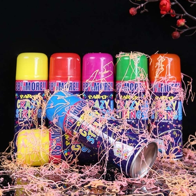 Distanza di tiro 5-8m Economico colorato Streamer e Silly Crazy String Spray per le decorazioni del festival
